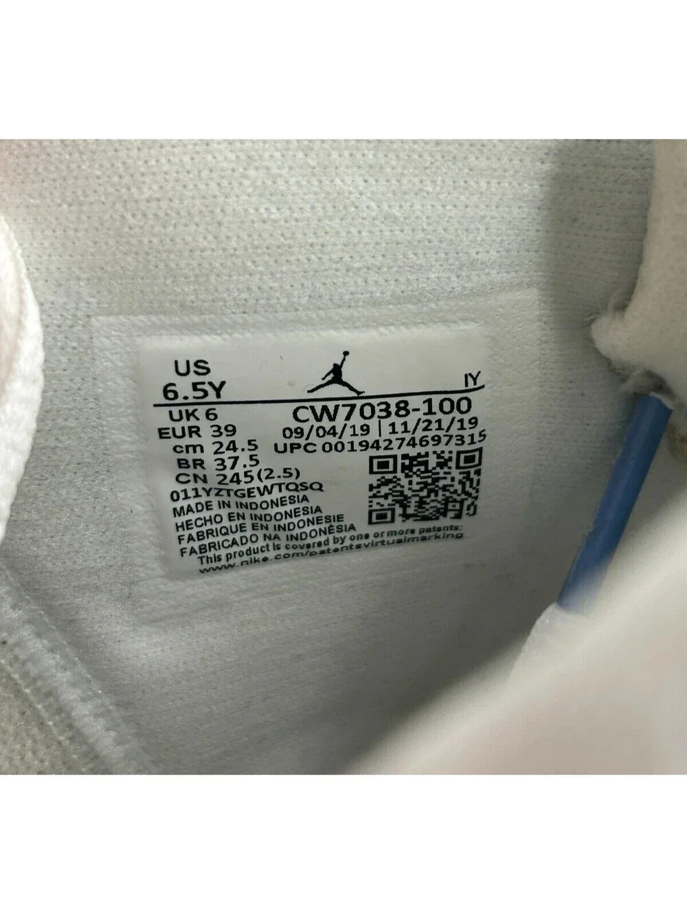 Nike Jordan 6 Rings UNC Basketball Shoes GS CW7038-100 6.5Y
